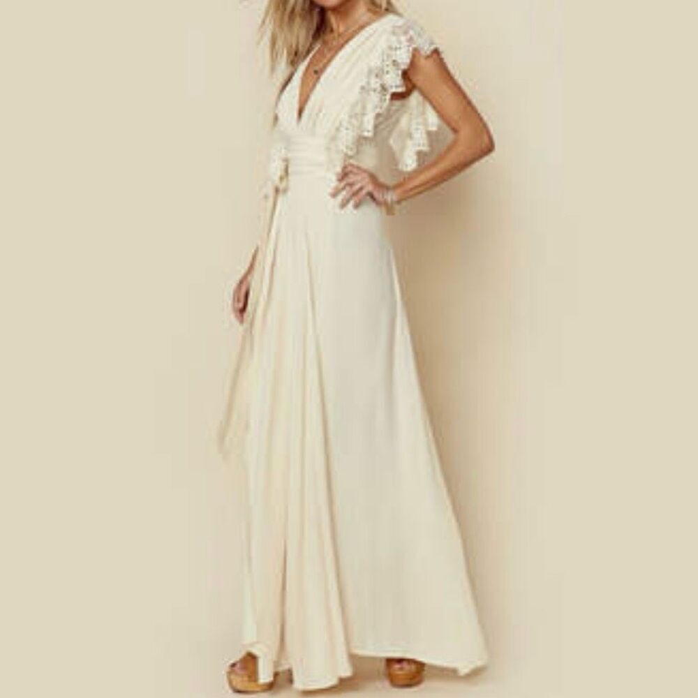 JENS PIRATE BOOTY x FREE PEOPLE | Poppy Ivory Cream Crochet Lace Maxi | Small